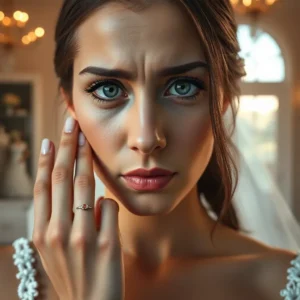Close-up portrait of a worried bride wearing a wedding veil and ring, ideal for articles on How to notice emotional manipulation before wedding with narcissist: signs you can’t ignore